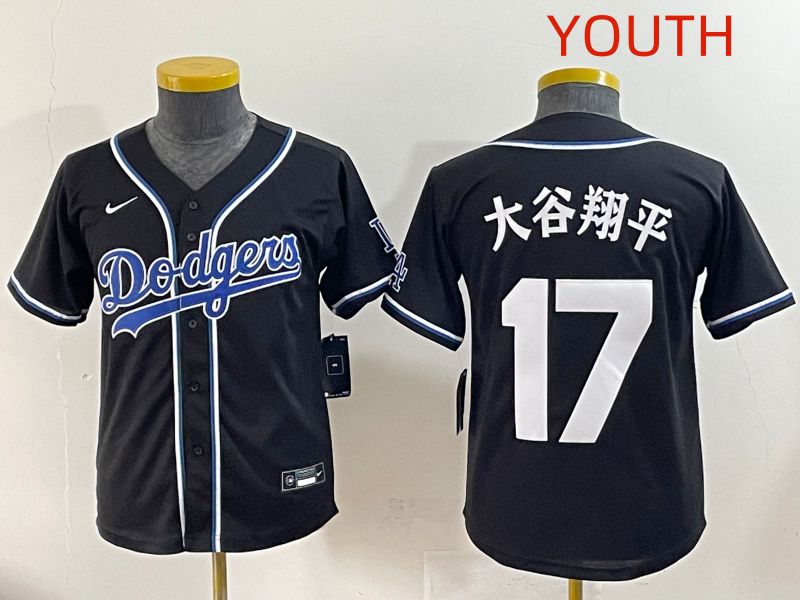 Youth 2025 Los Angeles Dodgers #17 Ohtani Black Three generations Fashion Nike MLB Jersey style 13->youth mlb jersey->Youth Jersey